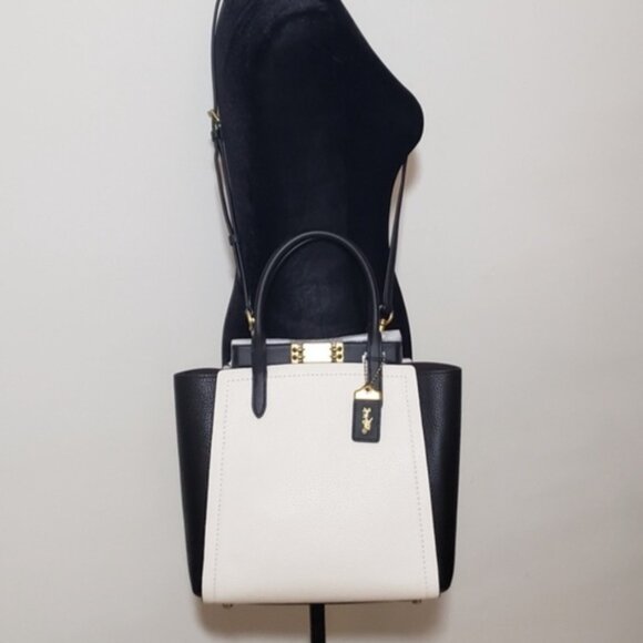 Coach "Troupe" Leather Color Block Satchel Crossbody Satchel Handbag Purse - Picture 2 of 12